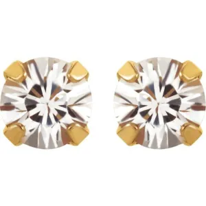 24K Gold-Plated Stainless Steel Imitation White Sapphire Inverness® Piercing Earrings