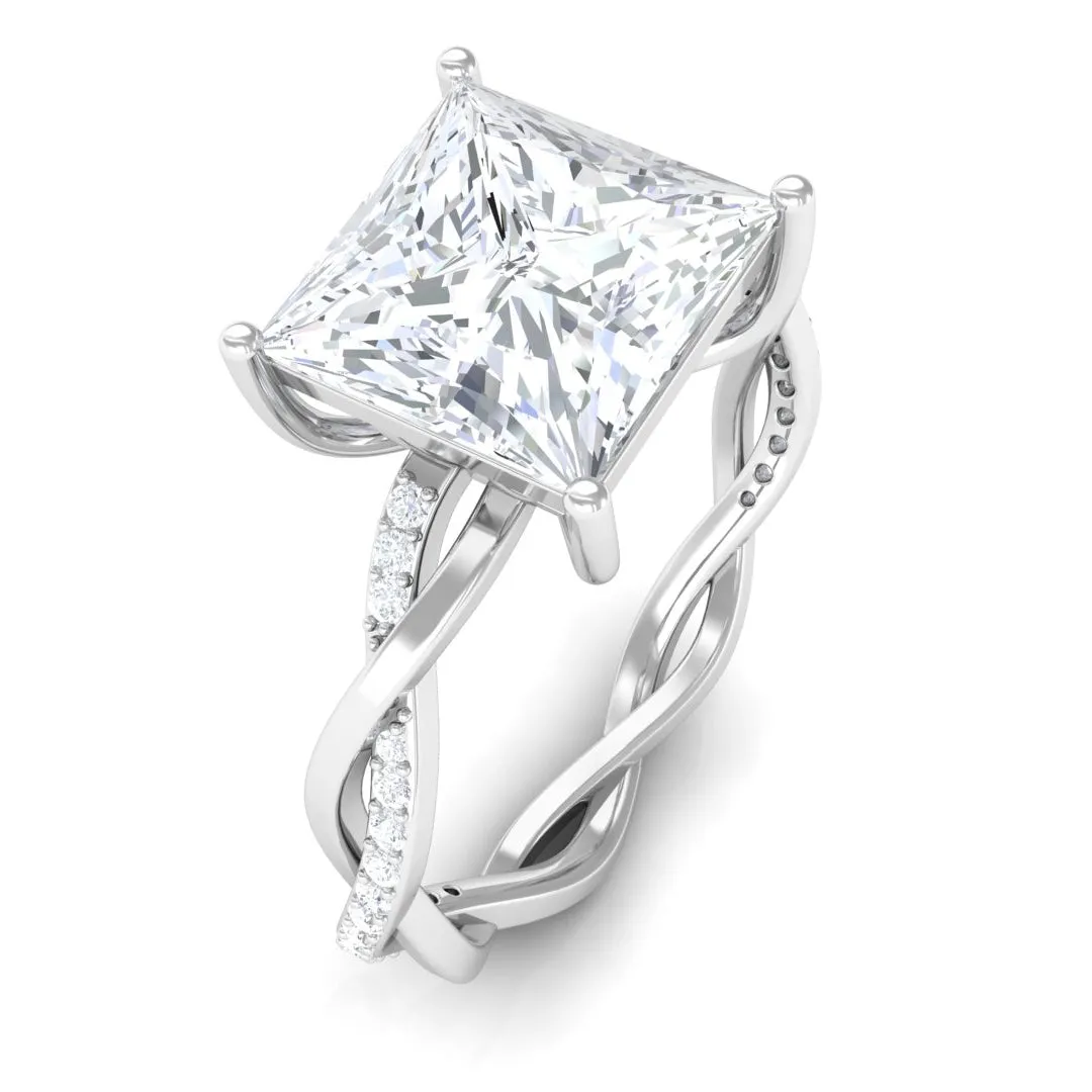 3.25 CT Princess Cut Solitaire Moissanite Braided Engagement Ring