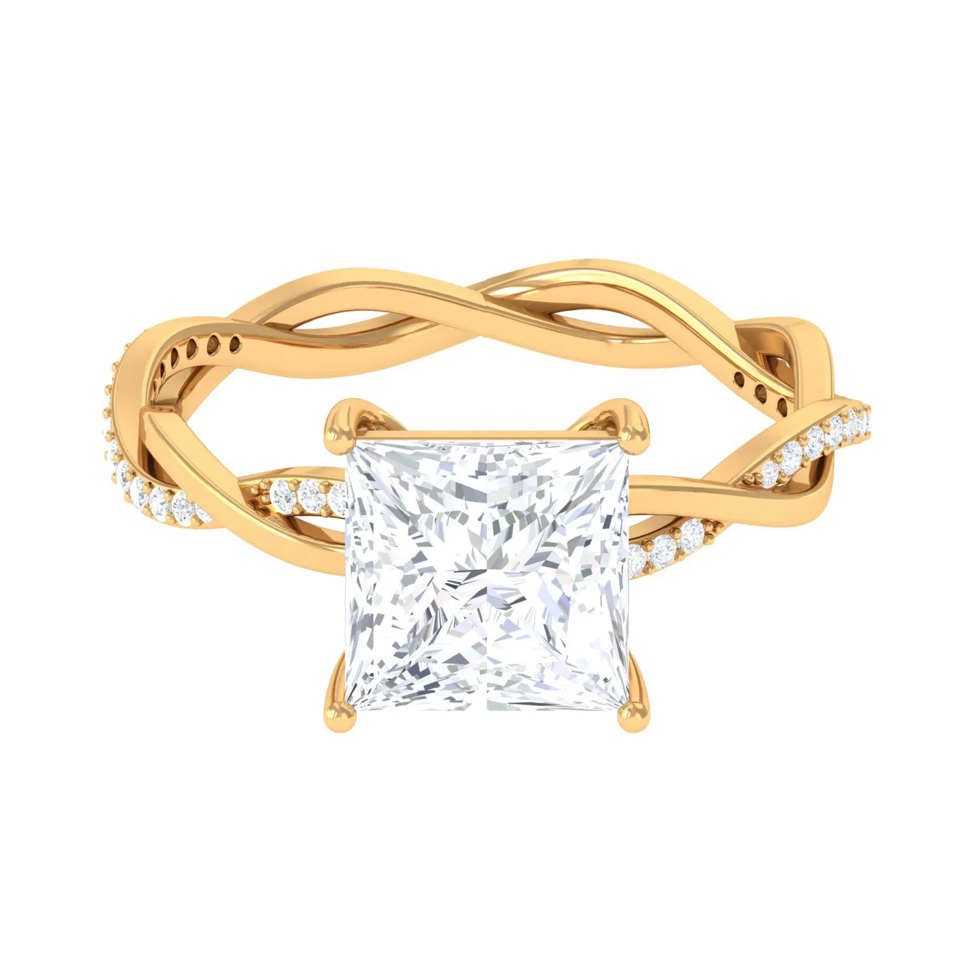 3.25 CT Princess Cut Solitaire Moissanite Braided Engagement Ring