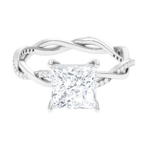 3.25 CT Princess Cut Solitaire Moissanite Braided Engagement Ring