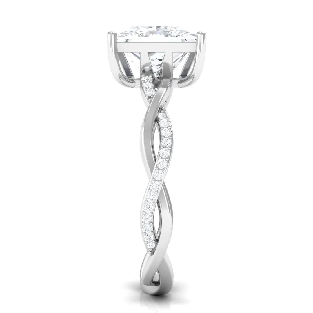 3.25 CT Princess Cut Solitaire Moissanite Braided Engagement Ring