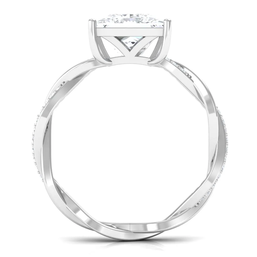 3.25 CT Princess Cut Solitaire Moissanite Braided Engagement Ring