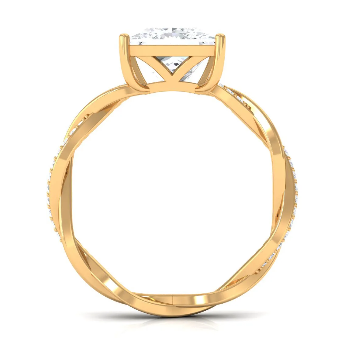 3.25 CT Princess Cut Solitaire Moissanite Braided Engagement Ring