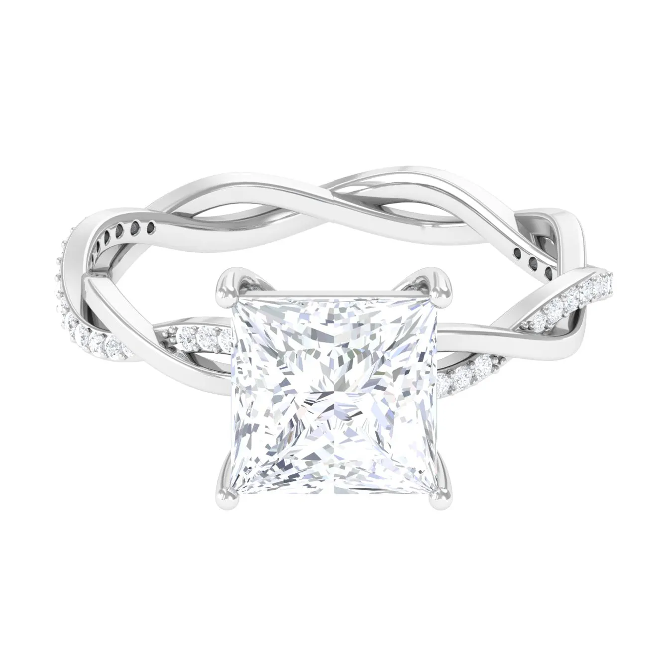 3.25 CT Princess Cut Solitaire Moissanite Braided Engagement Ring