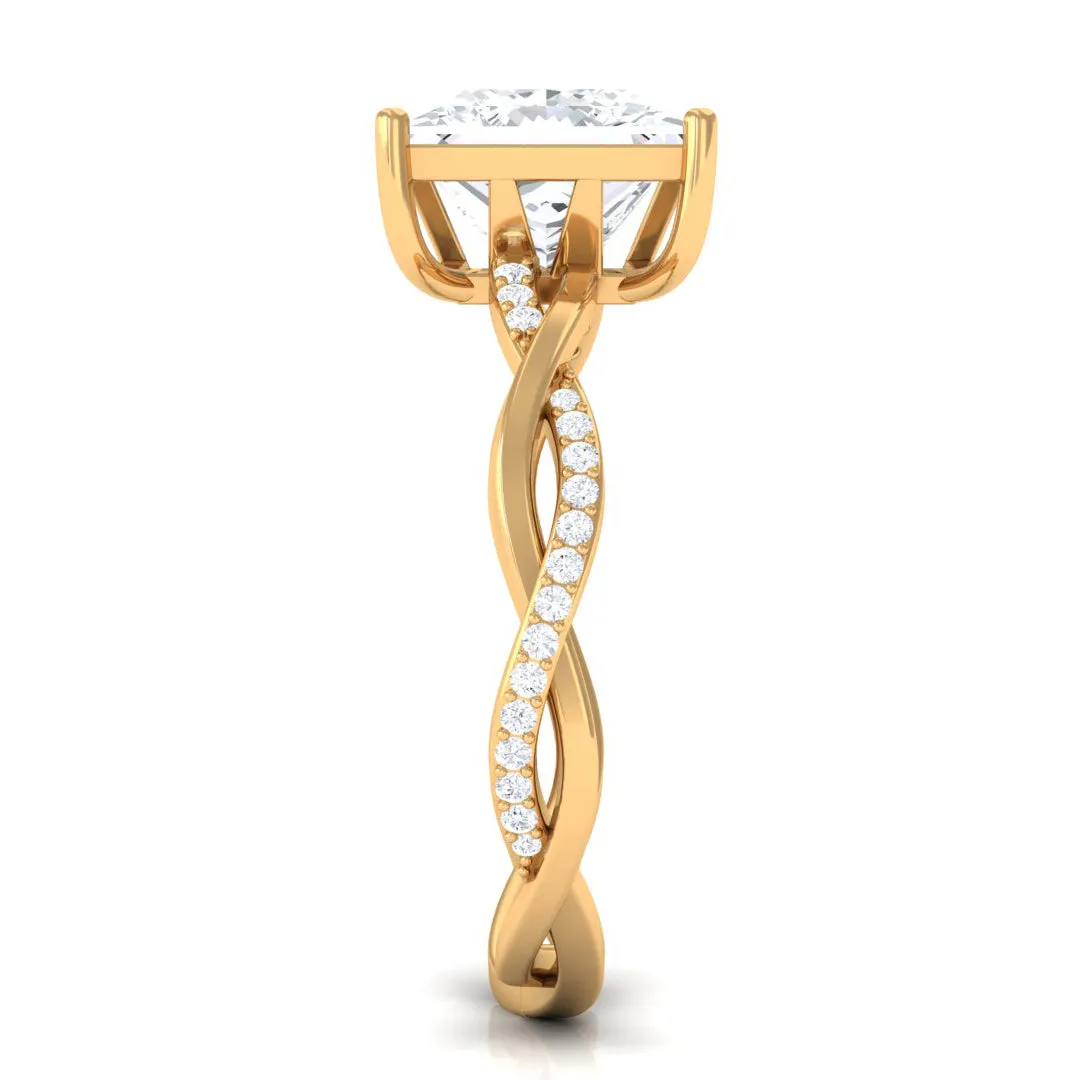 3.25 CT Princess Cut Solitaire Moissanite Braided Engagement Ring