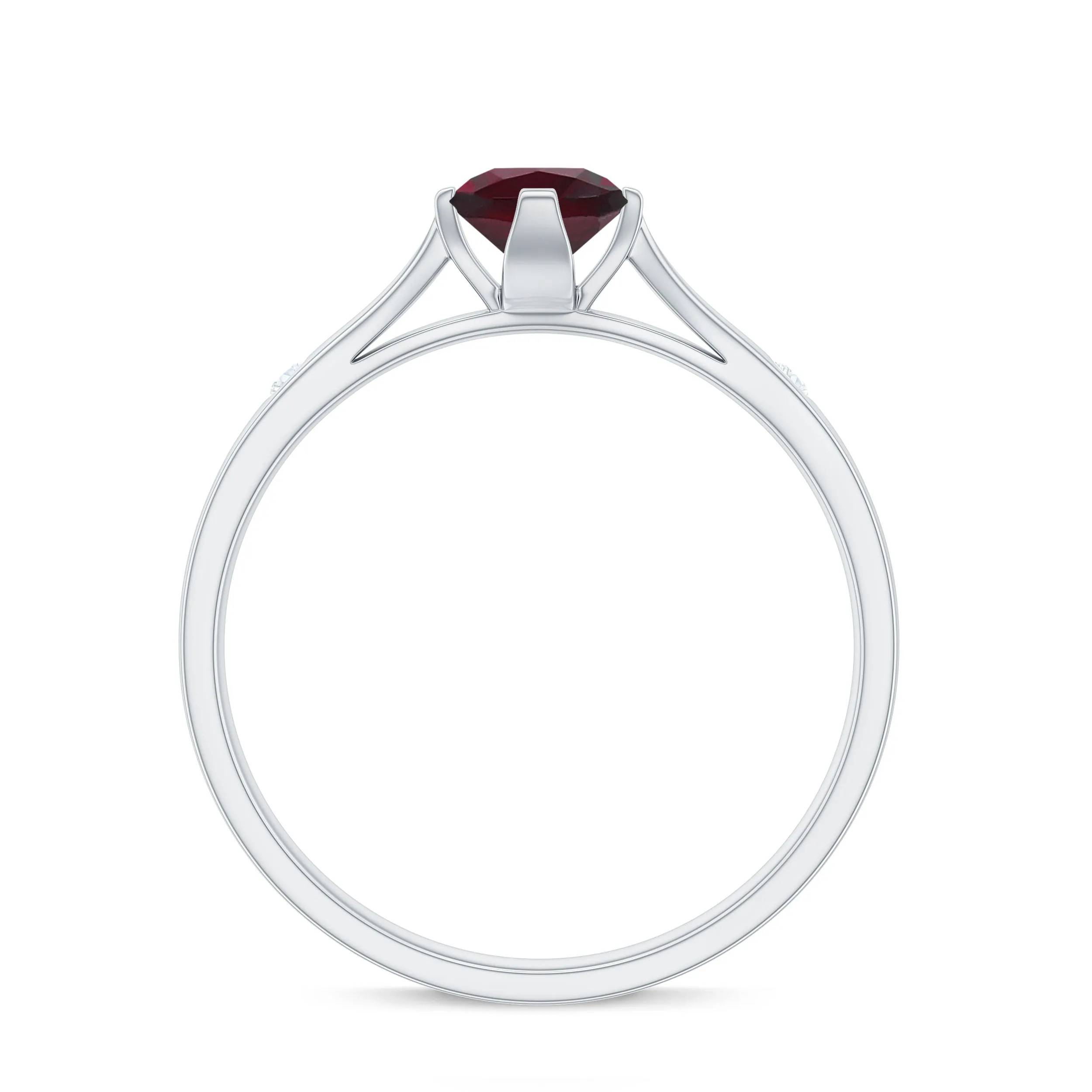 3/4 CT Solitaire Engagement Ring with Rhodolite and Diamond
