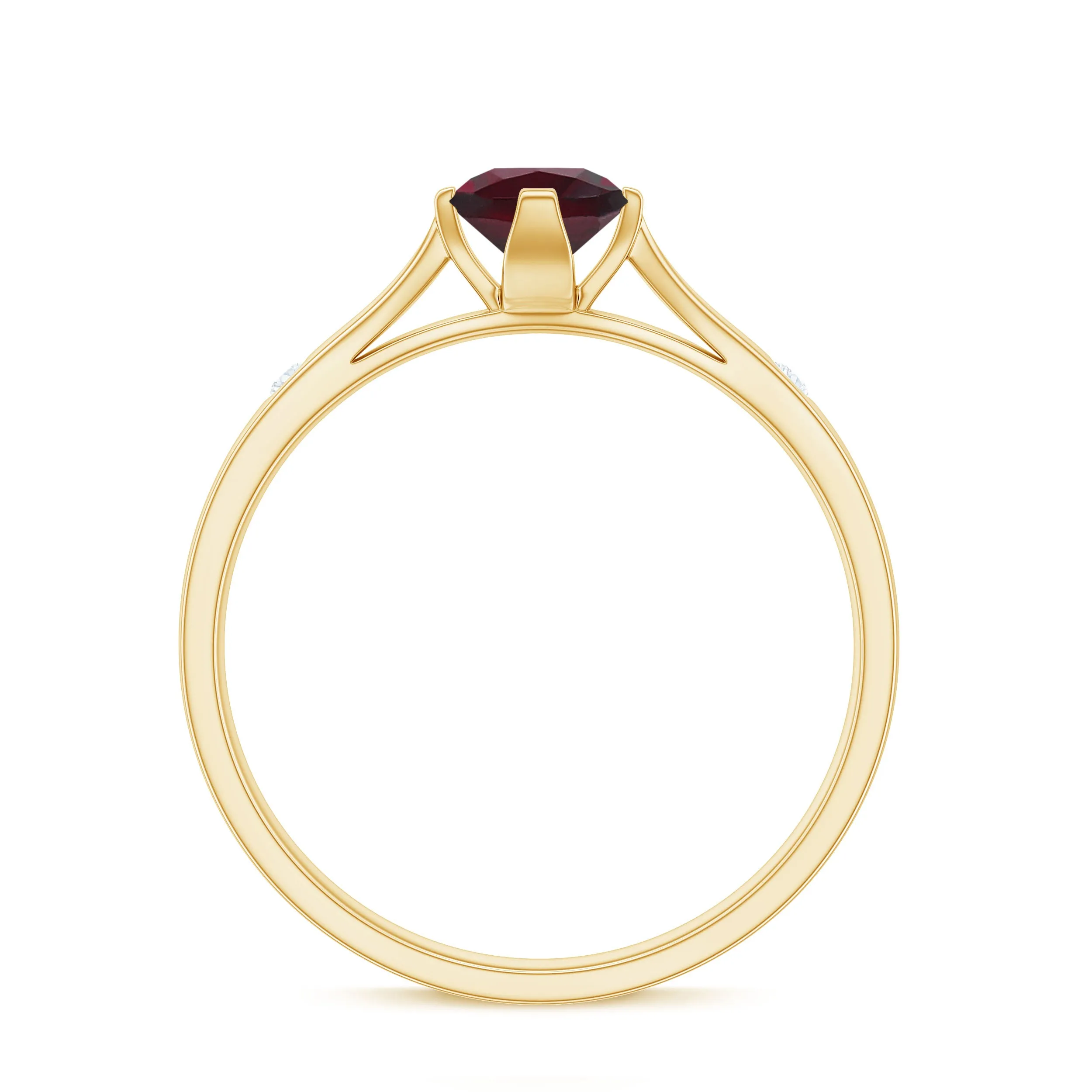 3/4 CT Solitaire Engagement Ring with Rhodolite and Diamond