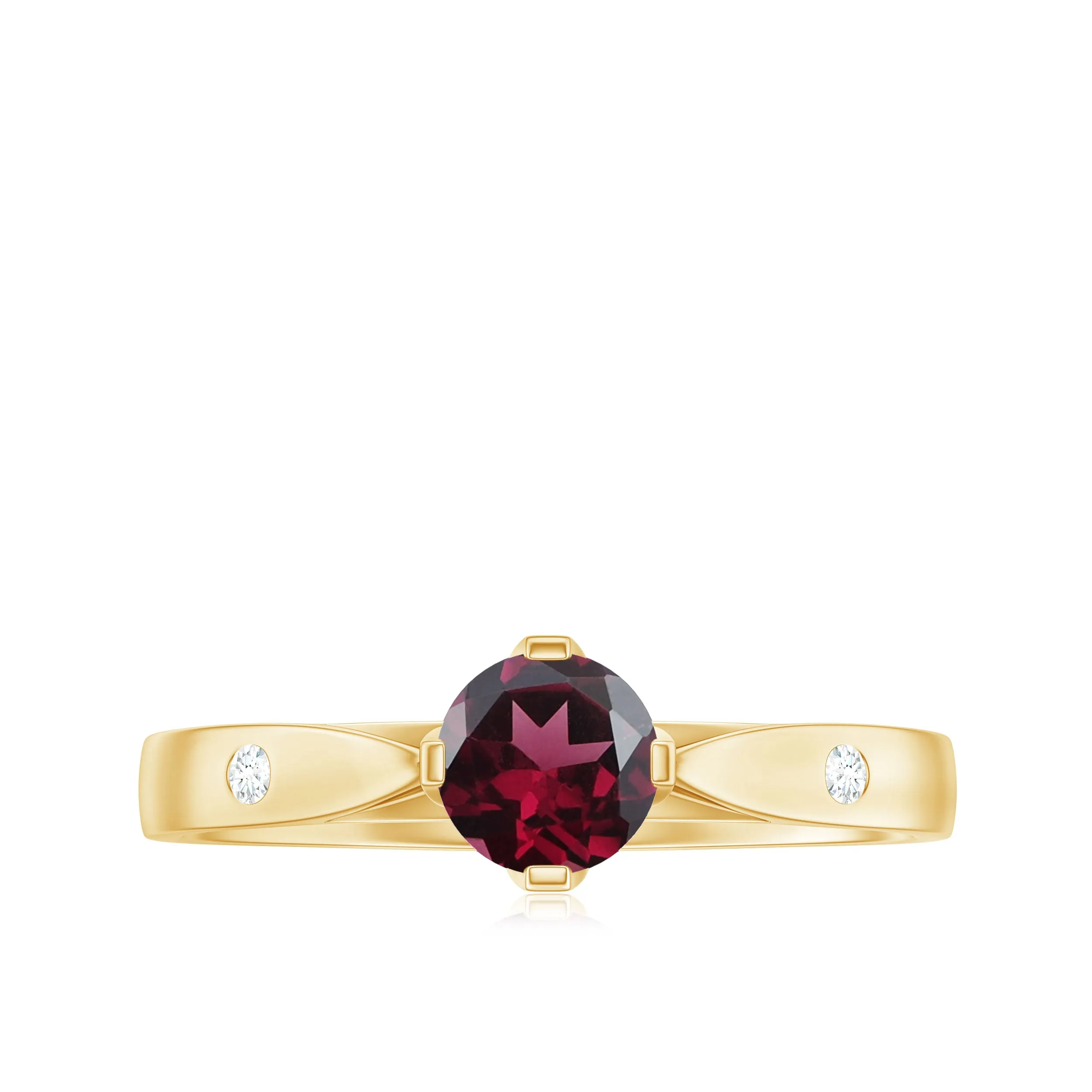 3/4 CT Solitaire Engagement Ring with Rhodolite and Diamond