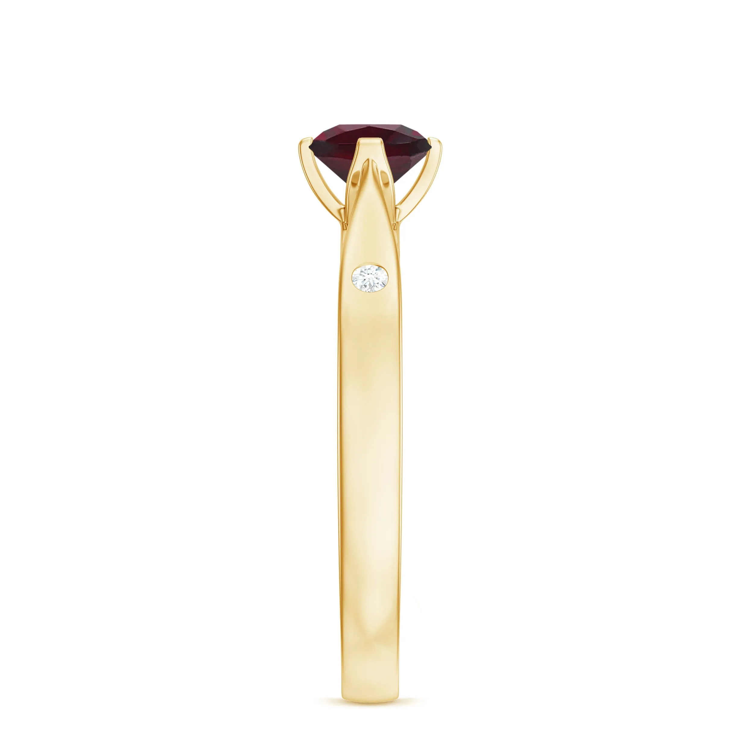 3/4 CT Solitaire Engagement Ring with Rhodolite and Diamond