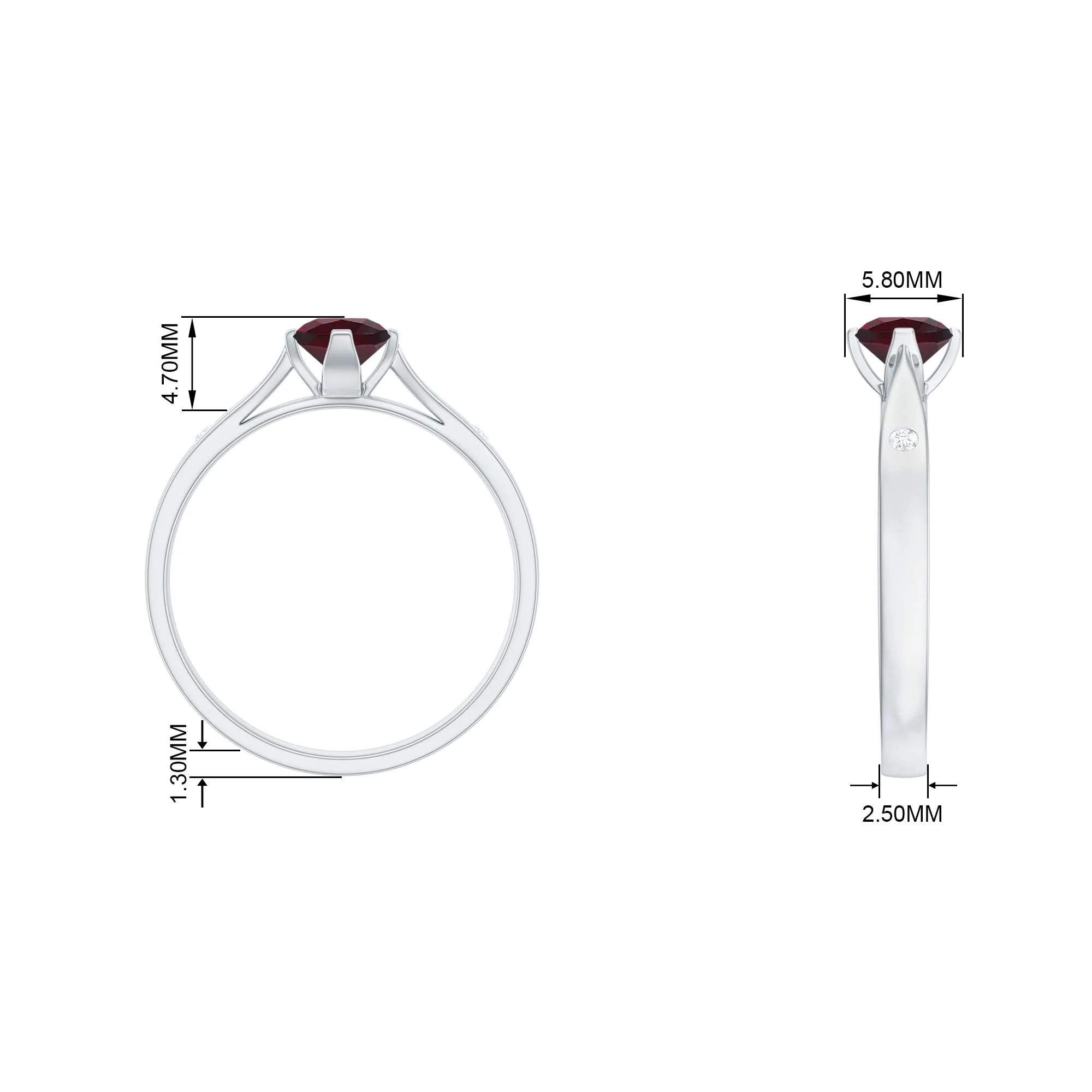 3/4 CT Solitaire Engagement Ring with Rhodolite and Diamond
