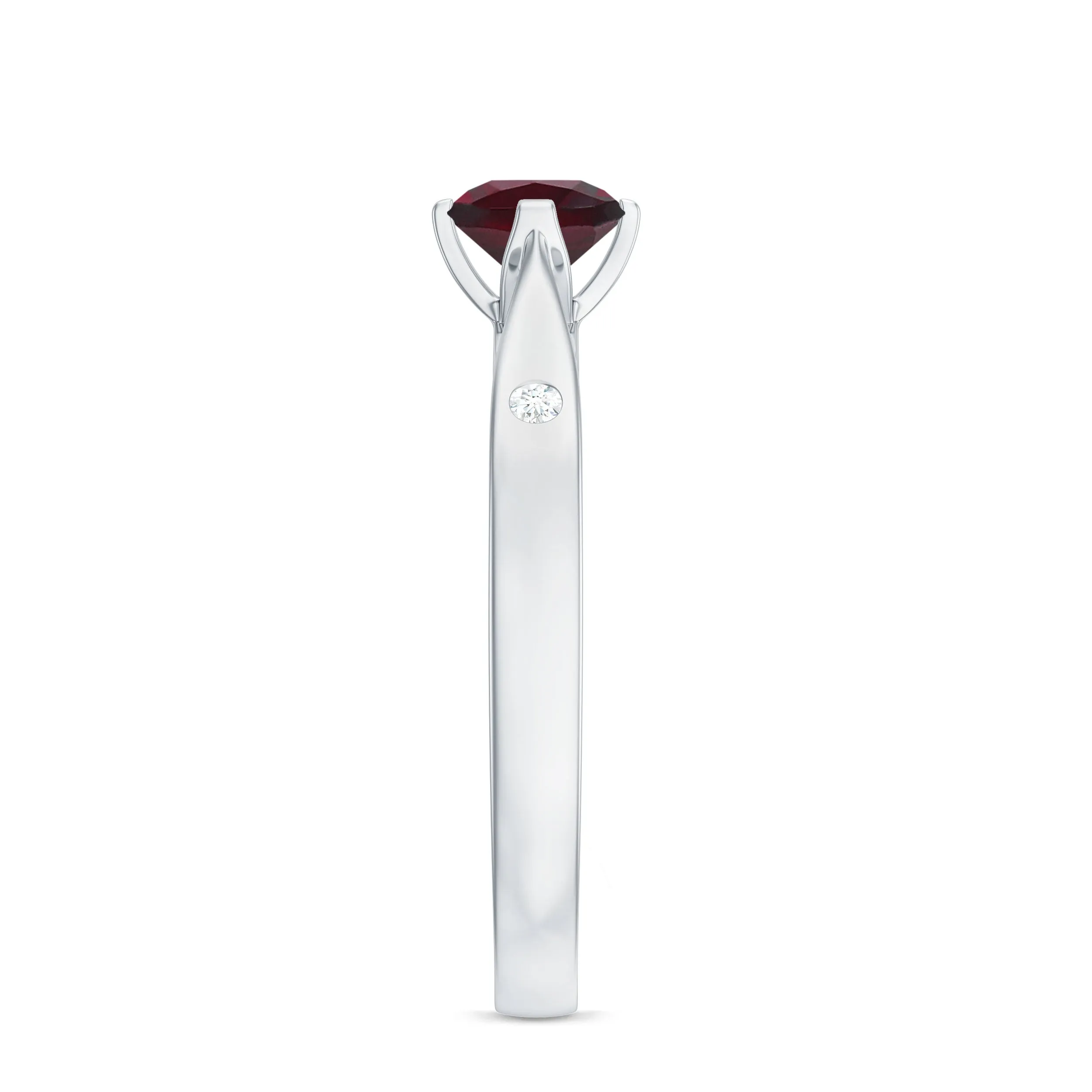 3/4 CT Solitaire Engagement Ring with Rhodolite and Diamond