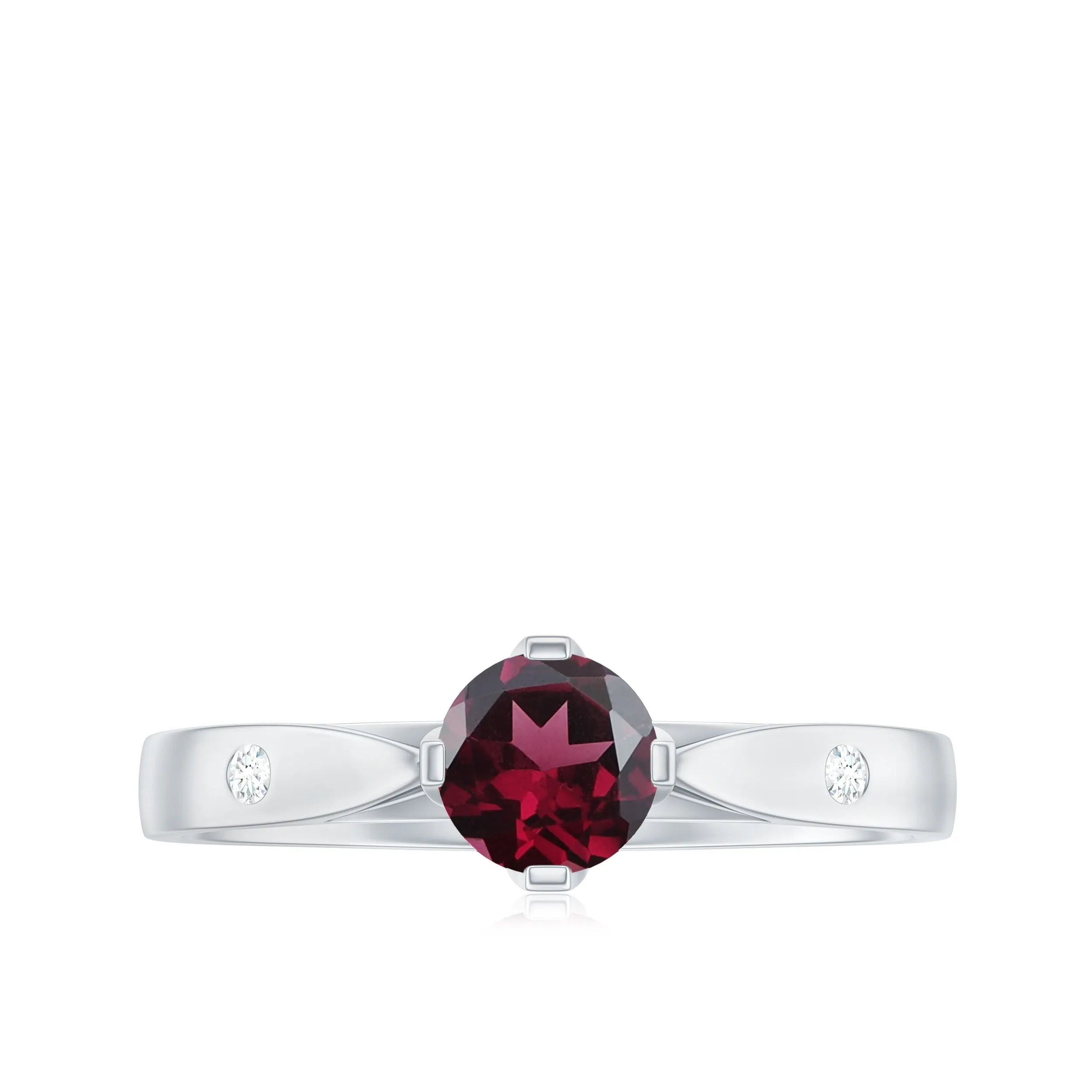 3/4 CT Solitaire Engagement Ring with Rhodolite and Diamond