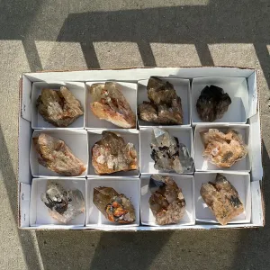 3.58kg Lot of 12 Kundalini Quartz Citrine, Democratic Republic of Congo, Lwena, Congo Citrine