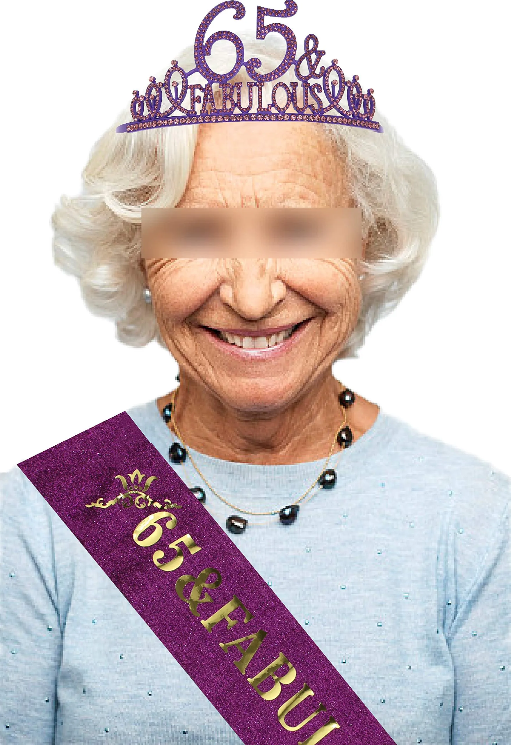 65th Birthday Gifts for Women,65th Birthday Tiara and Sash Purple,65th Birthday