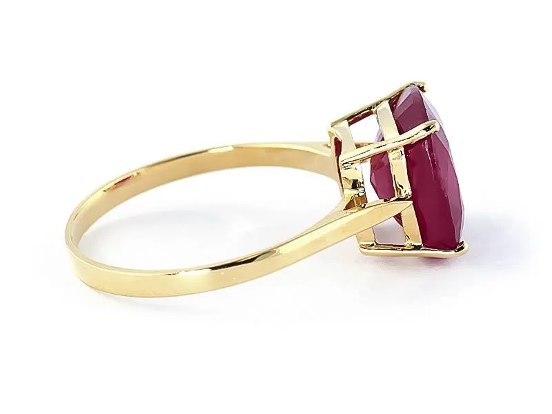 6.75 Carat 14K Solid Yellow Gold Ring Natural Cushion Shape Ruby