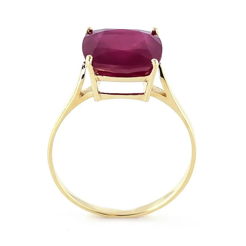 6.75 Carat 14K Solid Yellow Gold Ring Natural Cushion Shape Ruby