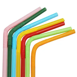 7.5'' - 13.5'' Flexible Jumbo Straws (5mm) - Mixed Colors - 4,000 ct