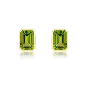 9ct Yellow Gold Large Octagonal Peridot Earrings