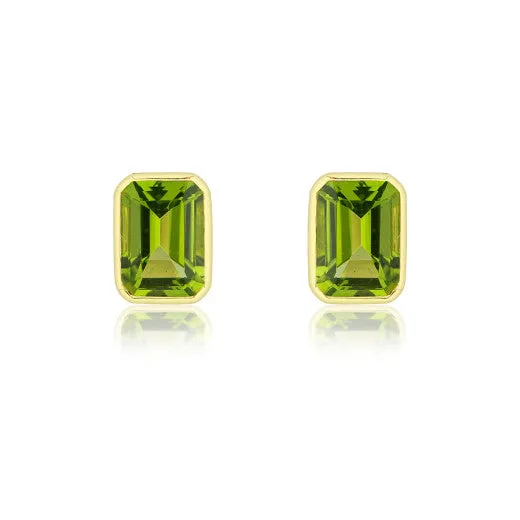 9ct Yellow Gold Large Octagonal Peridot Earrings