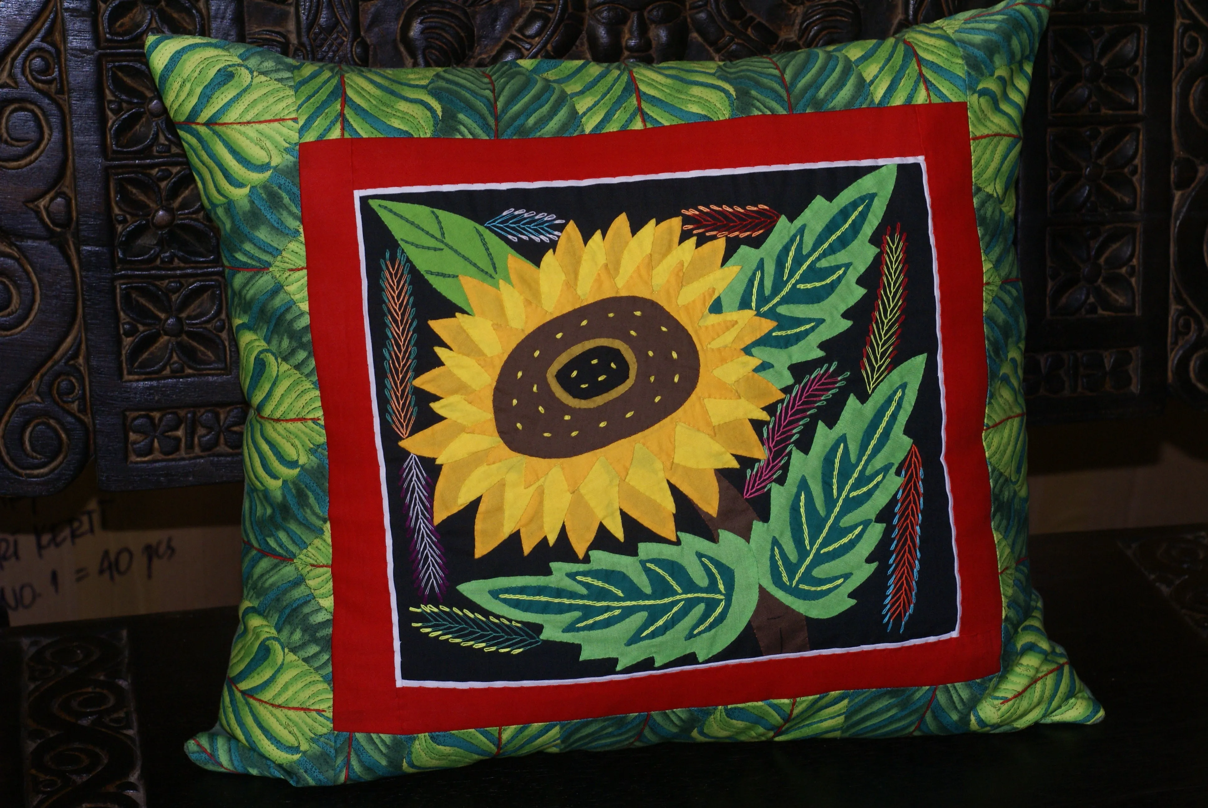 A Kuna Indian Folk Art Mola from San Blas Islands, Panama in Custom Frame, Under Glass & Double Mats. Hand Stitched Applique: Colorful Butterfly  17" X 14" (DFM1) WALL DECOR