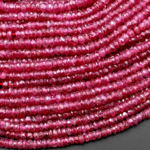 AAA Genuine Natural Burma Red Ruby Faceted Rondelle 3mm Beads Sparkling Real Genuine Gemstone 16" Strand