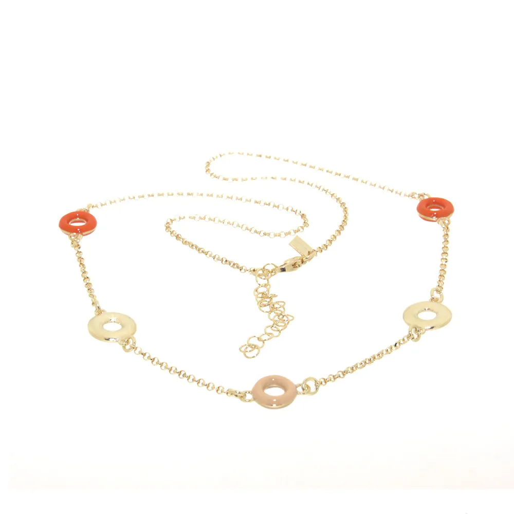 ACQUARELLO HANGING ROUND BEIGE AND ORANGE NECKLACE