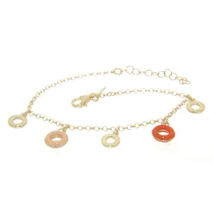 ACQUARELLO HANGING ROUND ORANGE AND WHITE BRACELET