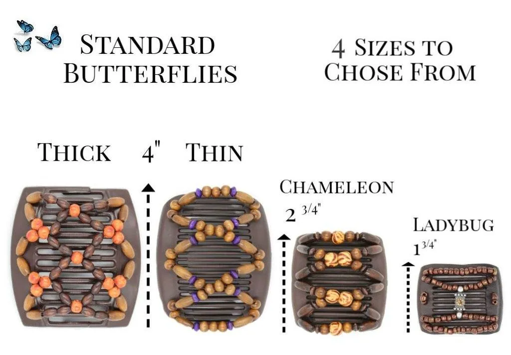 African Butterfly Hair Comb - Dalena White Pearl 11
