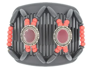 African Butterfly Hair Comb - Gemstone Black 36