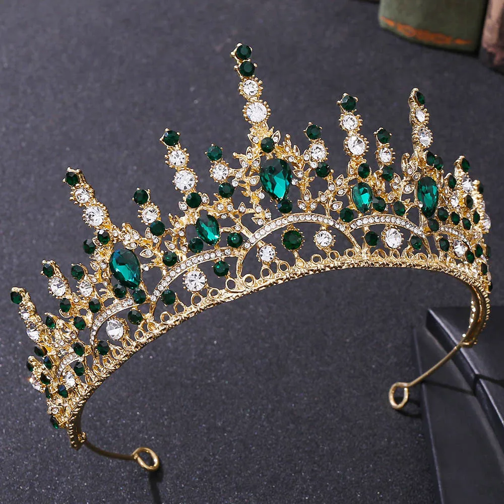 American foreign trade red rhinestone crown Amazon best-selling baroque wedding hair accessories bridal tiara crown