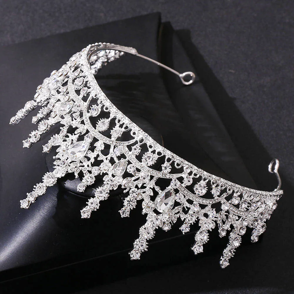 American foreign trade red rhinestone crown Amazon best-selling baroque wedding hair accessories bridal tiara crown
