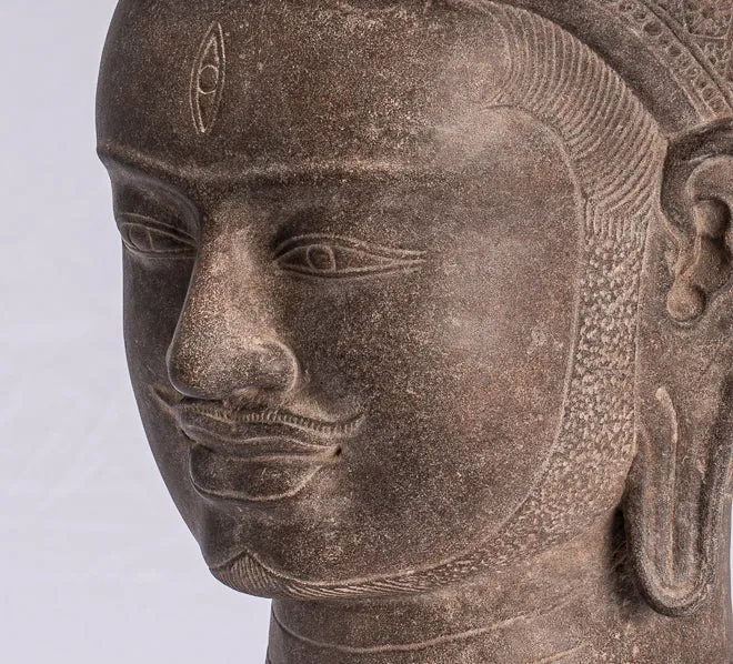 Antique Koh Ker Style Stone Bodhisattva Avalokitesvara Statue - 54cm/22"