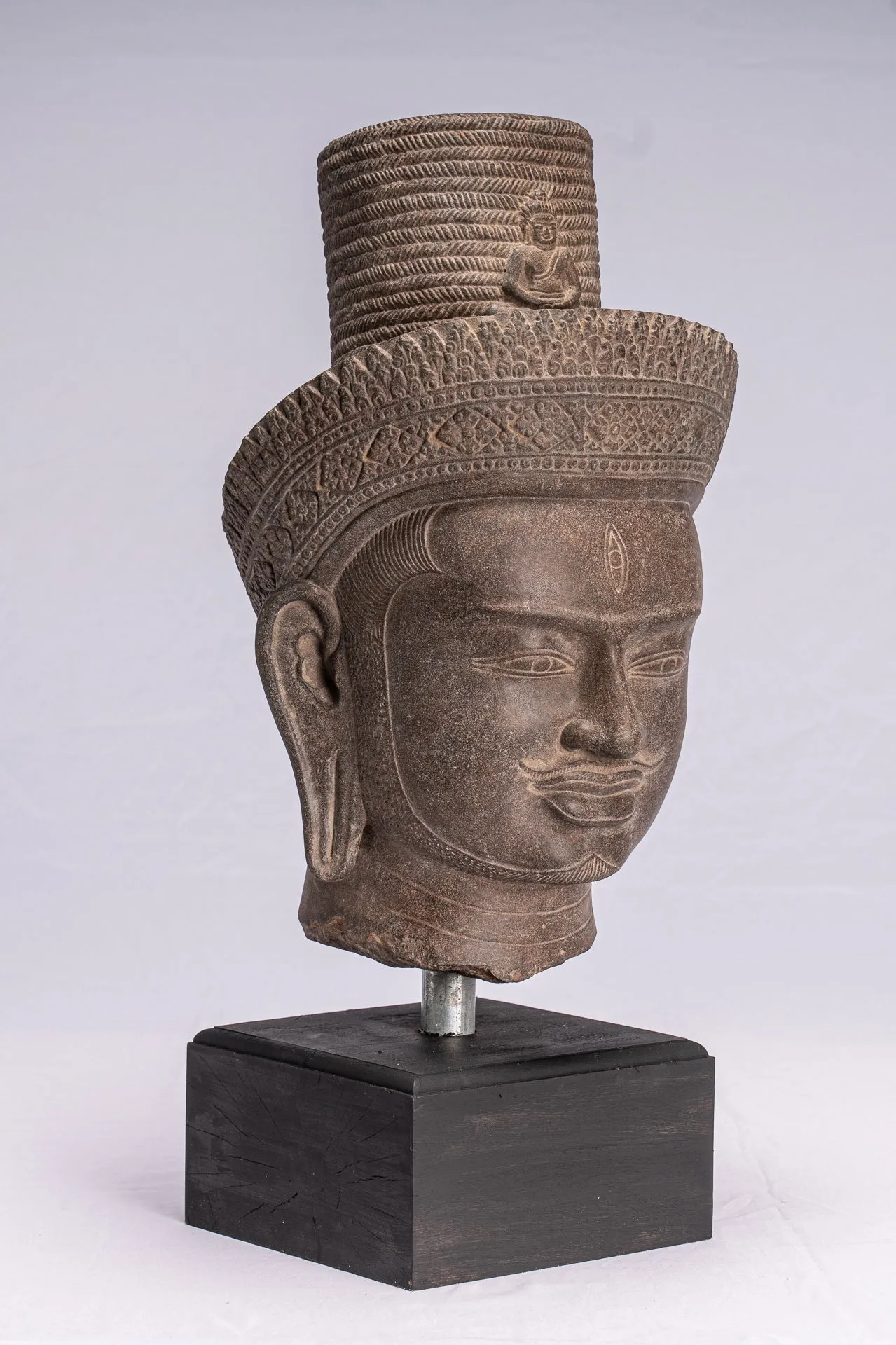 Antique Koh Ker Style Stone Bodhisattva Avalokitesvara Statue - 54cm/22"