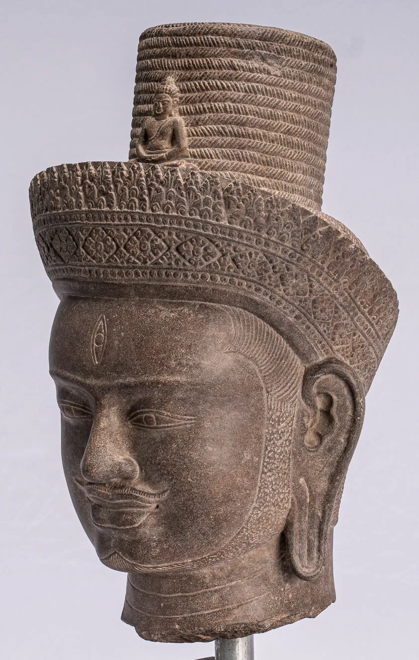 Antique Koh Ker Style Stone Bodhisattva Avalokitesvara Statue - 54cm/22"