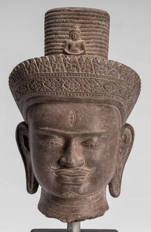 Antique Koh Ker Style Stone Bodhisattva Avalokitesvara Statue - 54cm/22"