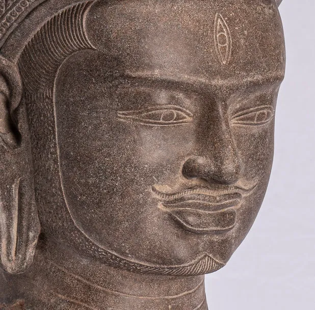Antique Koh Ker Style Stone Bodhisattva Avalokitesvara Statue - 54cm/22"