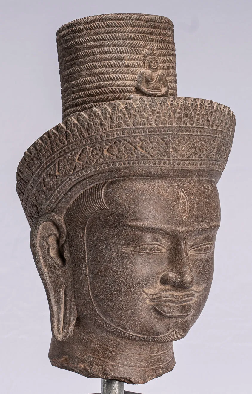 Antique Koh Ker Style Stone Bodhisattva Avalokitesvara Statue - 54cm/22"