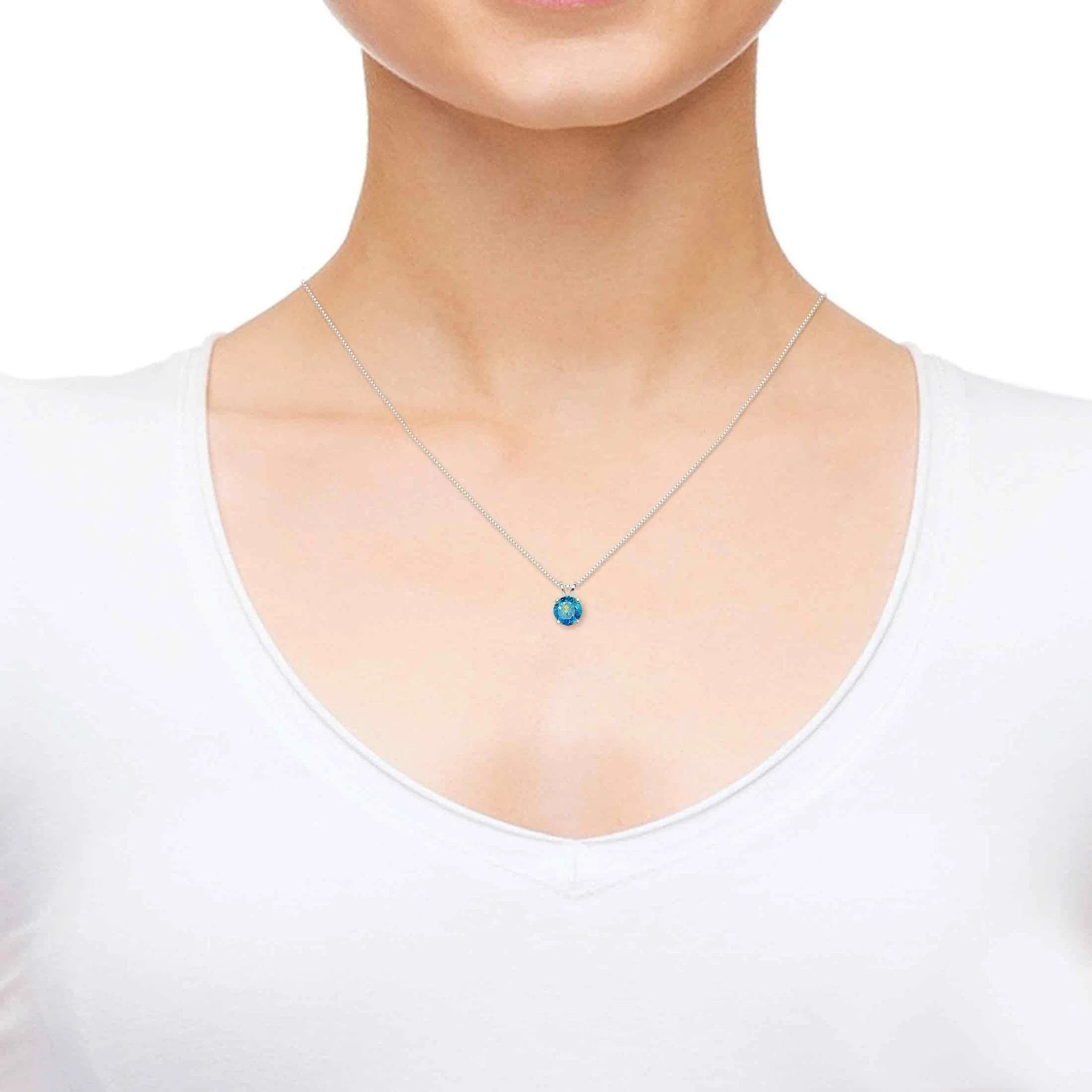 Aquarius Sign, 14k White Gold Necklace, Swarovski