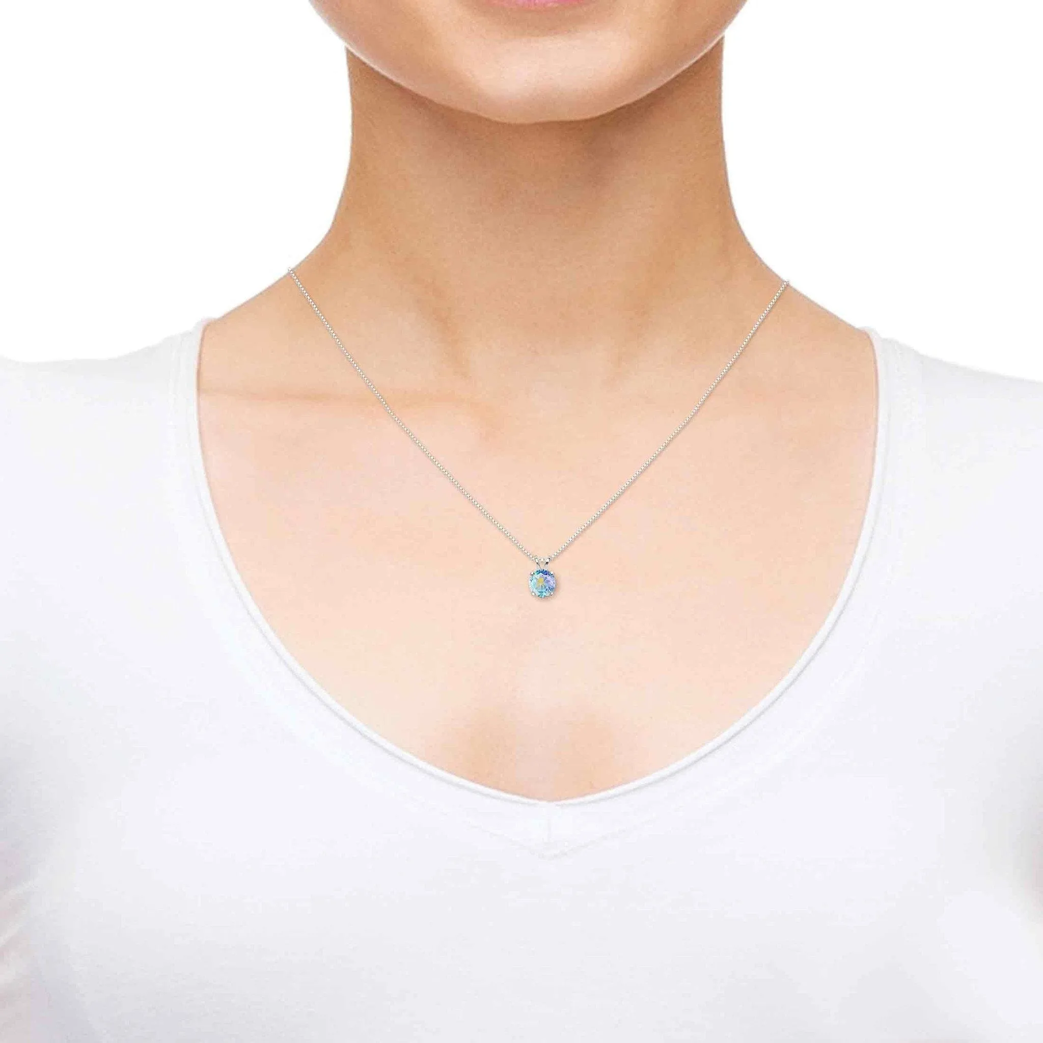 Aquarius Sign, 14k White Gold Necklace, Swarovski