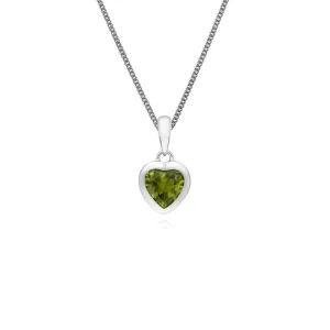 Argent Sterling Pierre Unique Péridot Coeur Pendentif sur 45cm Chaîne
