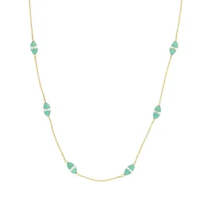 Art Deco 9k Chrysoprase and Rock Quartz Crystal Necklace