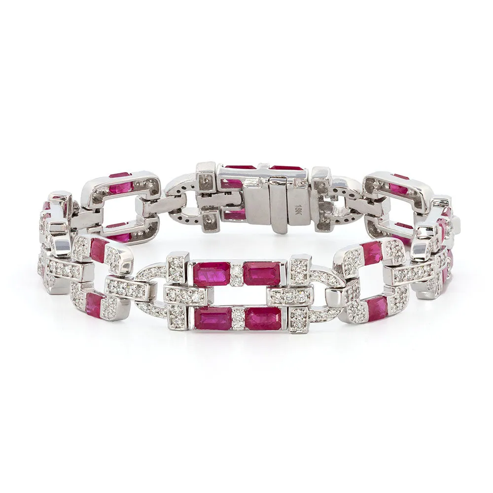 Art Deco Inspired Ruby & Diamond Bracelet