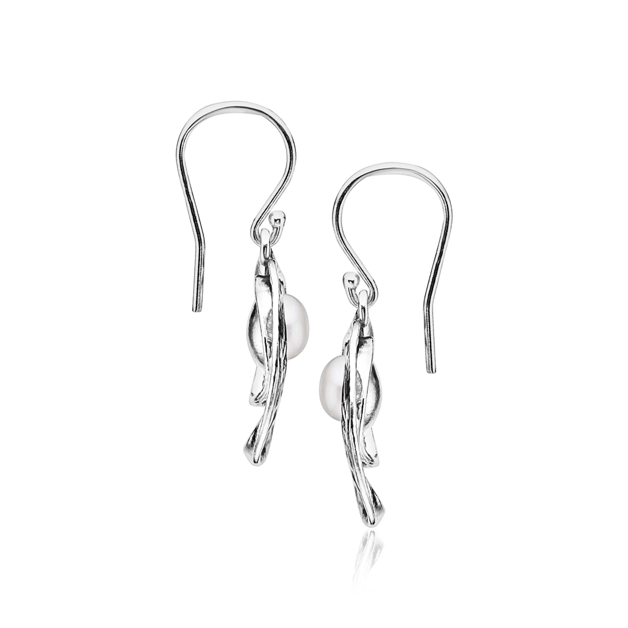 Artistic Sterling Silver Pearl Dangle Earrings