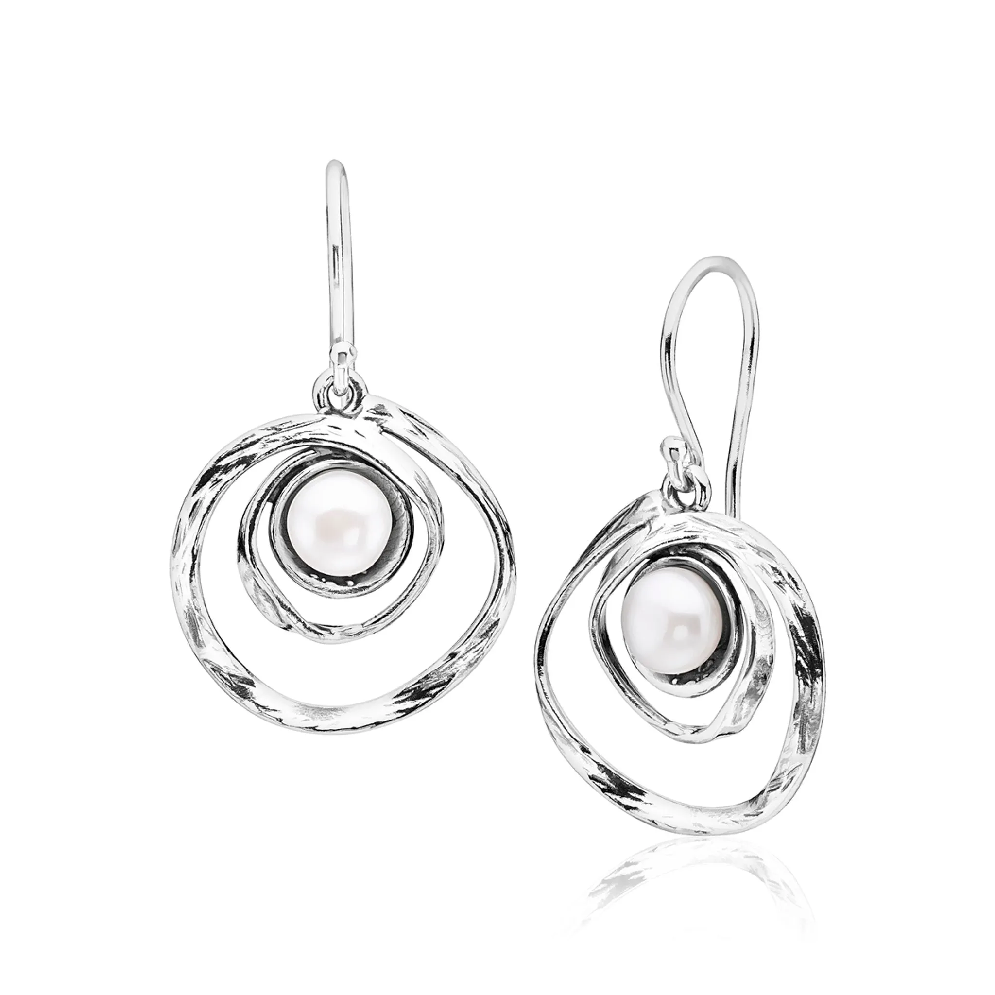 Artistic Sterling Silver Pearl Dangle Earrings