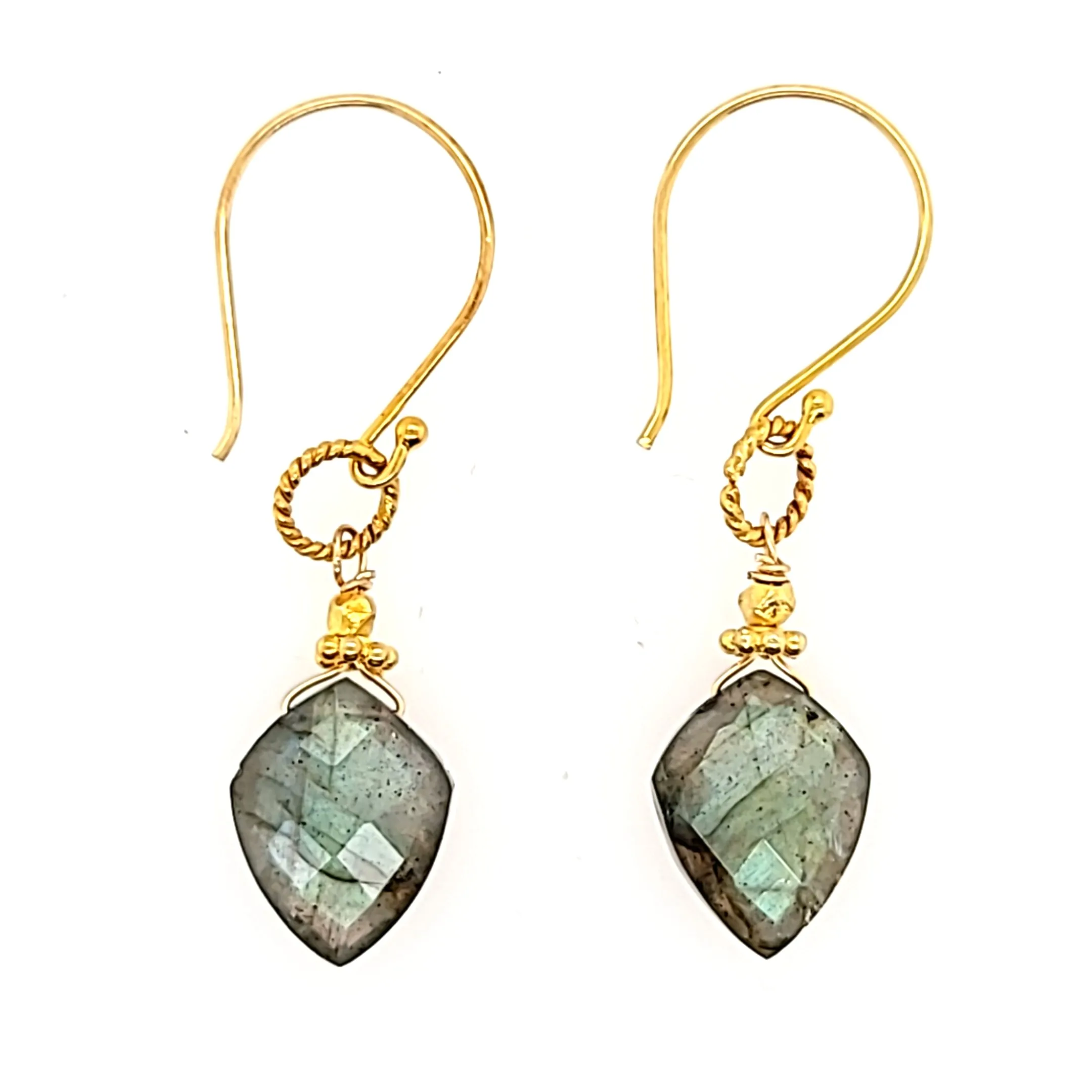 AVF Gold Faceted Labradorite Point Dangle Earrings (SI2904)