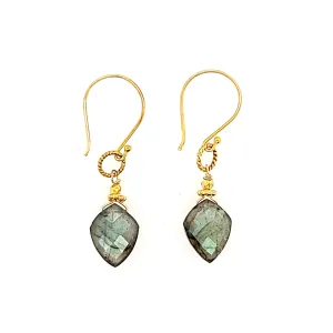 AVF Gold Faceted Labradorite Point Dangle Earrings (SI2904)