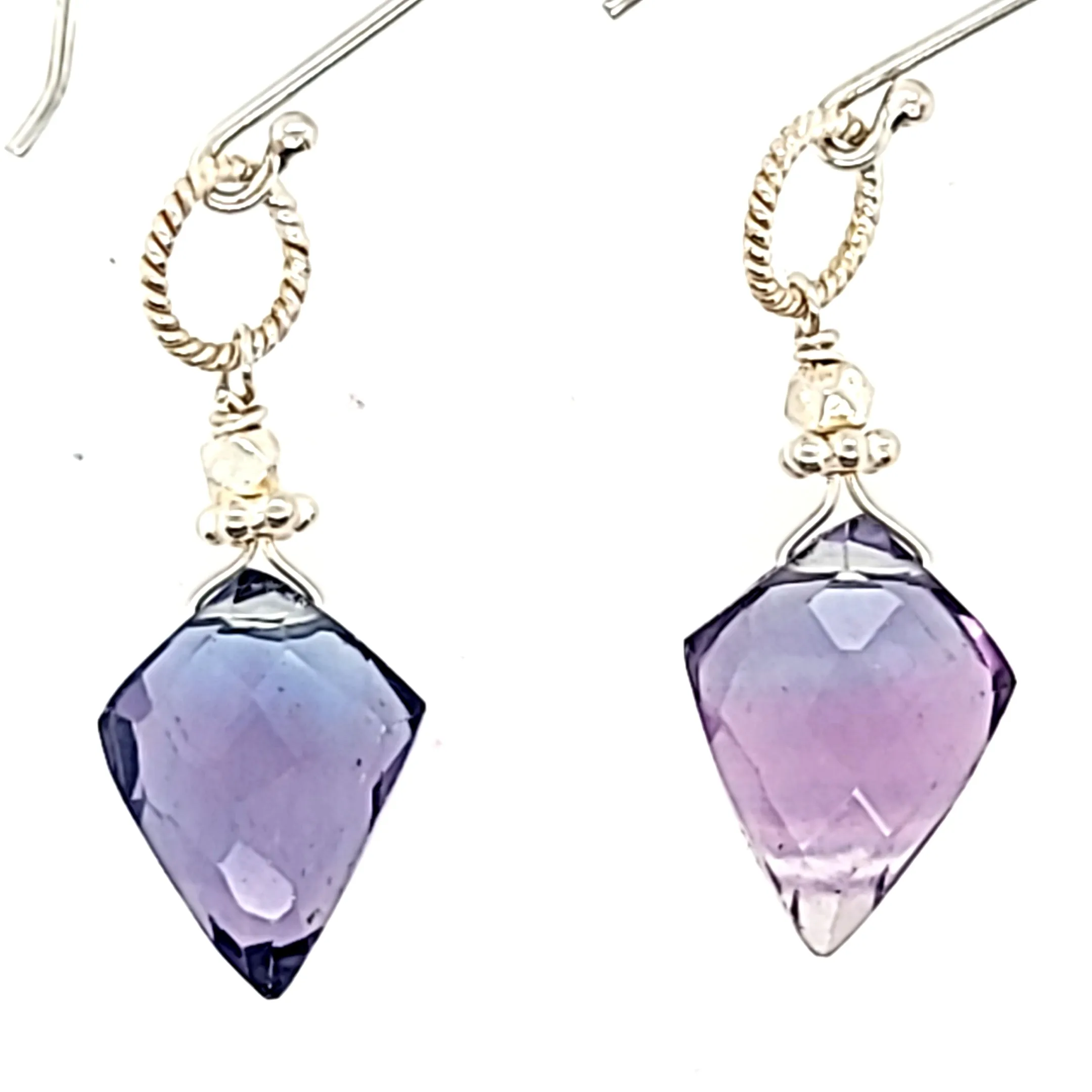 AVF Silver Fluorite Point Dangle Earrings (SI2880)