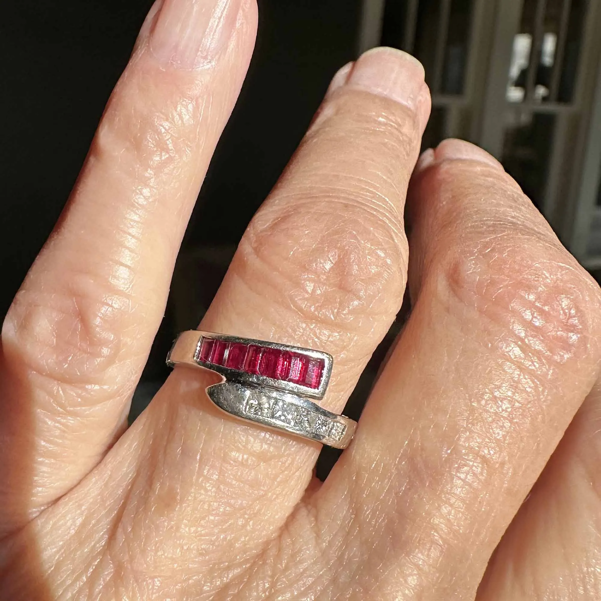 Baguette Ruby Princess Cut Diamond Snake Ring