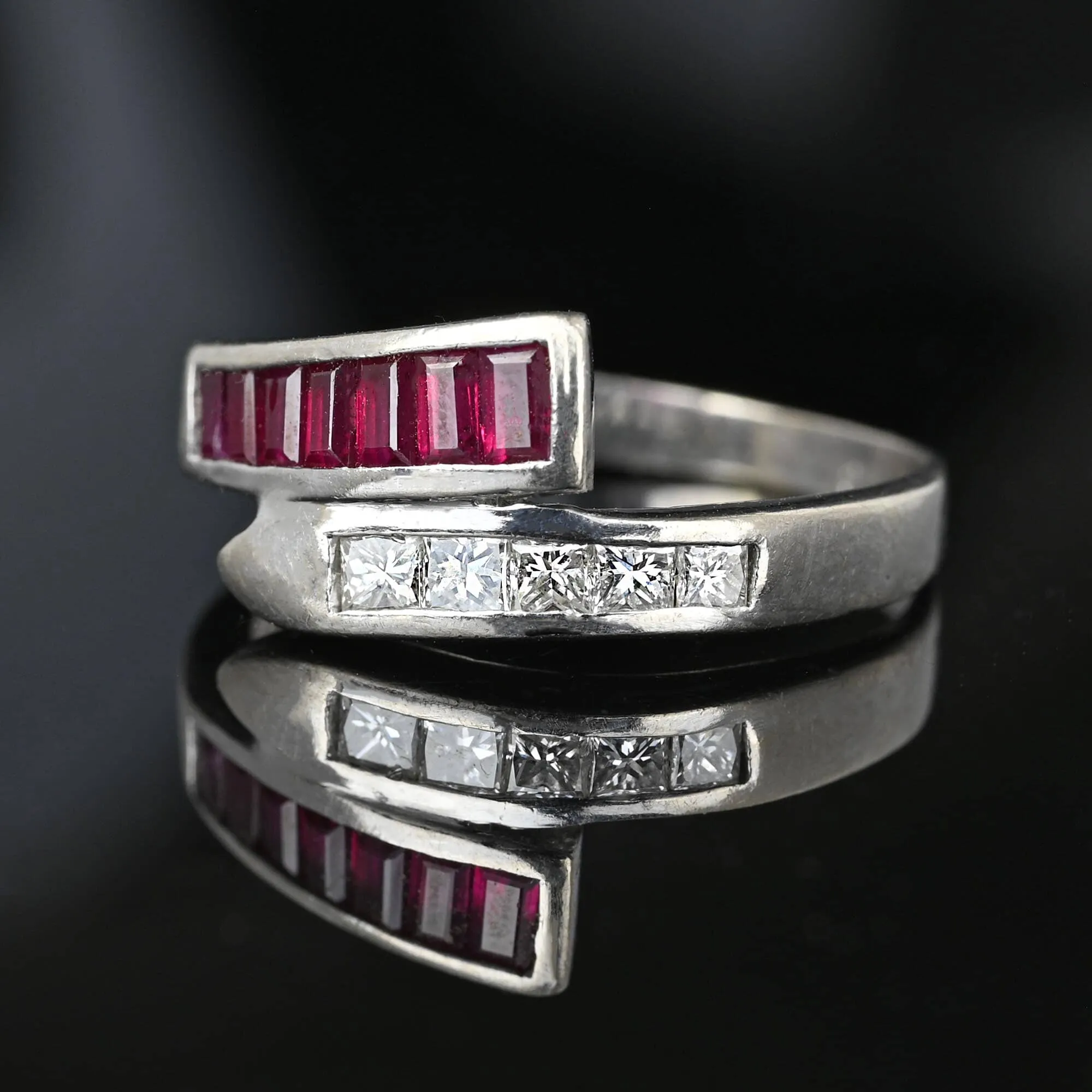 Baguette Ruby Princess Cut Diamond Snake Ring