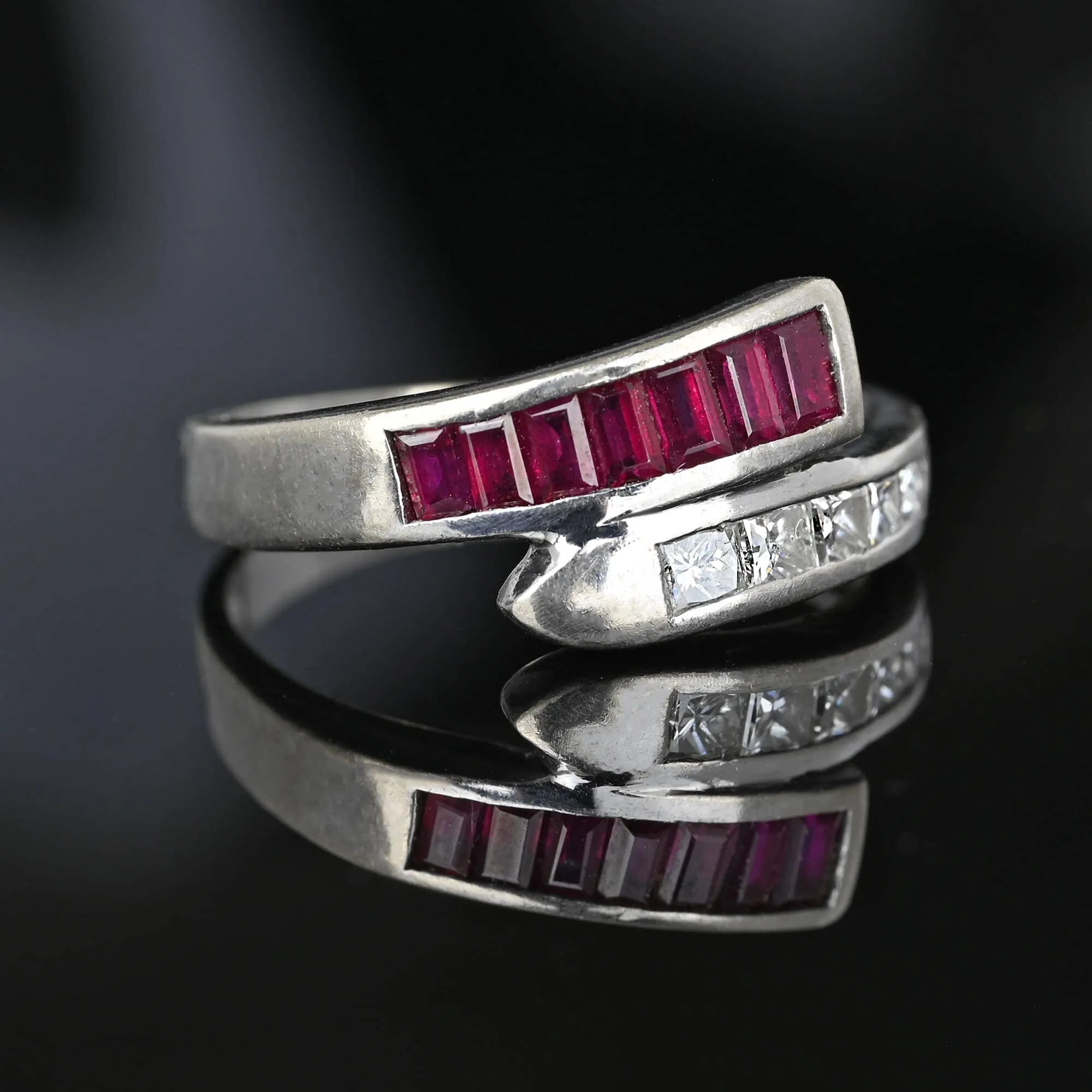 Baguette Ruby Princess Cut Diamond Snake Ring